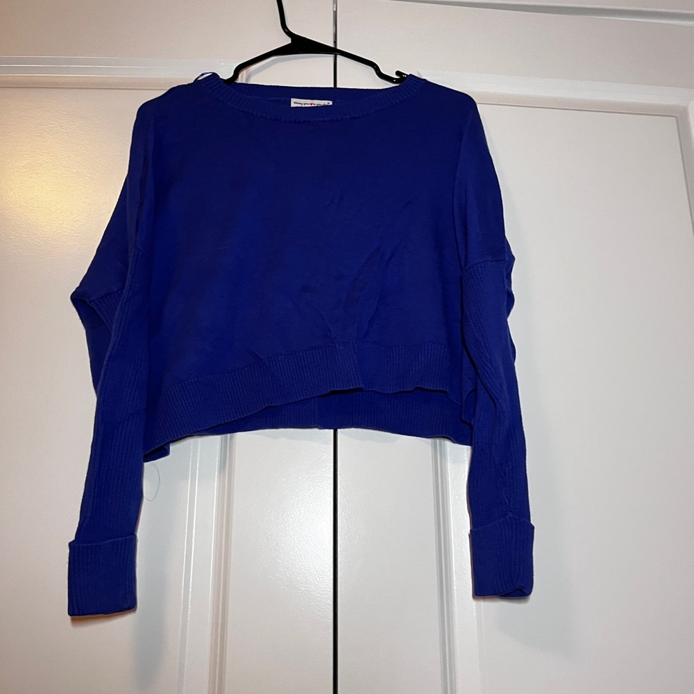 Wearing your heart on your sleeve blue sweater